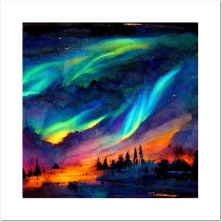 Rainbow Aurora Borealis Posters and Art